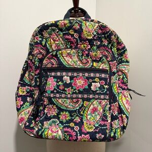 Vera Bradley Campus Backpack Midnight Paisley Quilted Laptop School Travel Bag